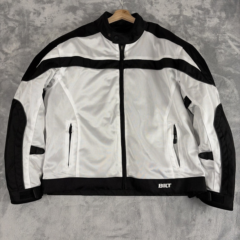 BILT Techno 2 Armored Motorcycle Jacket - White / Black Size 2XL